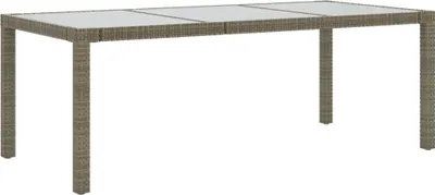 Produktbild von vidaXL Gartentisch Grau 190x90x75 cm Hartglas und Poly Rattan