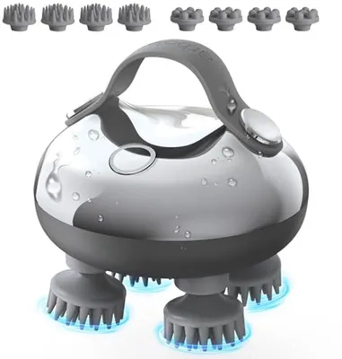 Productafbeelding van Minicee Elektrische hoofdmassageapparaat IPX7 – Hoofdhuidmassage, 3 modi, zilverkleurig