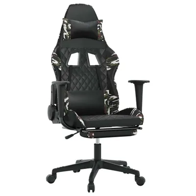 Image de vidaXL Chaise de jeu avec repose-pieds de massage noir camouflage similicuir