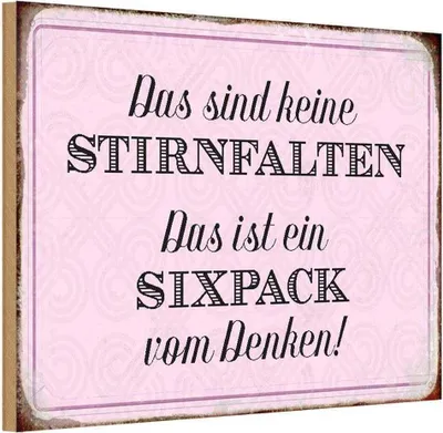 Produktbild von vianmo Holzschild 12x18 cm keine Stirnfalten ist Sixpack Dekoration