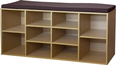 Produktbild von HTI-Line Schuhbank Katja6 Schuhablage Sitzbank Garderobe Schuhkommode Flur Organizer Schuhbank Standregal 10 Fächer Buche