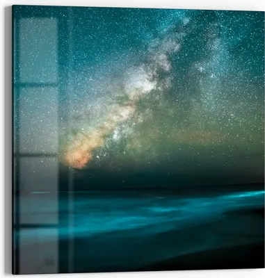 Produktbild von DEQORI Glasbild Echtglas 30x30 cm 'Galaktischer Ozeanglanz' Wandbild Bild modern Deko
