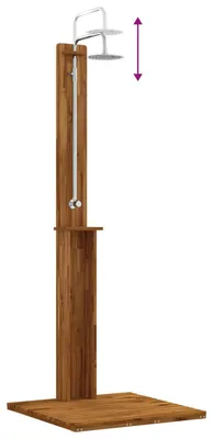 Immagine prodotto di Doccia esterna, altezza 217 cm, realizzata in legno di acacia e acciaio inossidabile