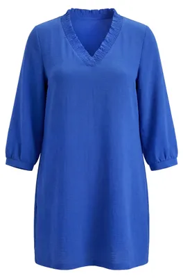 Produktbild von Damen Minikleid mit V-Ausschnitt und 7/8-Ärmeln, blau, Größe M, regulärer Passform