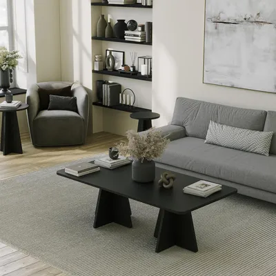 Immagine prodotto di Ottana - Tavolino da Salotto, 120x60x40h cm Nero, Forma Rettangolare