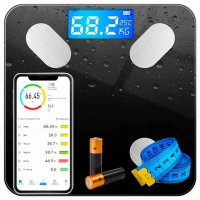 Maxi Hurt GD789 Bluetooth-Körperanalysewaage, 180 kg, 25 Funktionen, Maßband