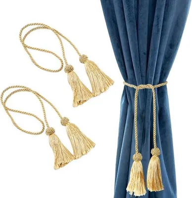 Produktbild von Gordijnhalter Set - 2 Stück pro Set - für alle Art von Vorhängen - Retro-Stil - mit Haak - Schnur - Faden - Bürste