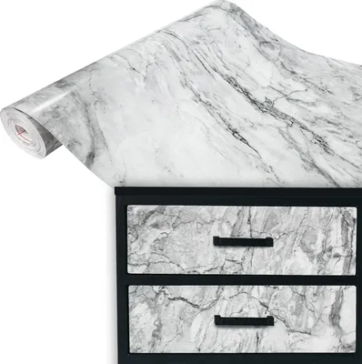 Produktbild von Klebefolie Möbel 90x100 cm - Marmor Dunkelgrau - Selbstklebende Möbelfolie im Deko-Stil - Klebefolie für Möbel ideal für Küche, Bad und DIY Projekte