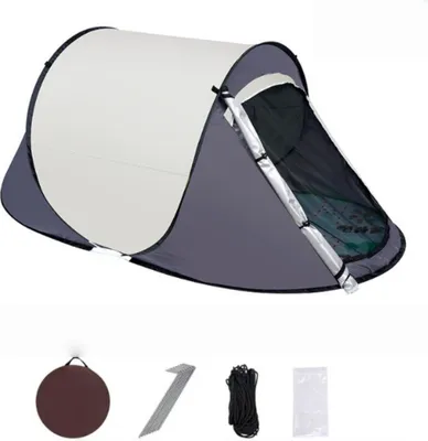 Produktbild von Automatik-Schnellaufbauzelt 190T Silberbeschichtung UV-Schutz wasserdicht 1-2 Personen Campingzelt