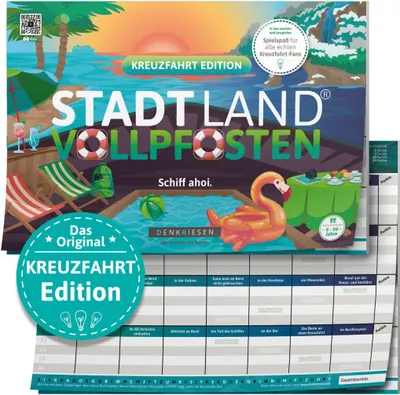 Produktbild von DENKRIESEN - STADT LAND VOLLPFOSTEN® - KREUZFAHRT EDITION - "Schiff ahoi!" - A4