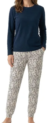 Produktbild von Schiesser Mix & Relax Schlafanzug Set aus Langarm-Shirt und langer Hose, Weicher, elastischer Single Jersey, Hoher Tragekomfort