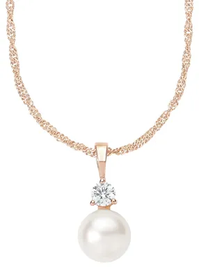 Produktbild von amor Kette mit Anhänger für Damen, Sterling Silber 925, Zirkonia Wachsperle Kuge