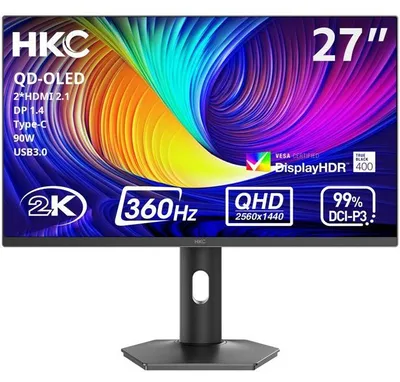 Obrázok produktu pre Monitor HKC GS27QES pre hráčov, 27 palcov, rozlíšenie QHD, OLED panel, obnovovacia frekvencia 360 Hz, doba odozvy 0,03 ms