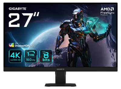 Produktbild von GIGABYTE GS27U 27" UHD-Gaming-Monitor - 3840 x 2160, 160Hz, 1ms, 350 cd/m², Display HDR400, HDMI 2.1, DisplayPort 1.4, 68,6 cm (27"), 3840 x 2160 Pixel, 4K Ultra HD, LED, 1 ms, Schwarz
