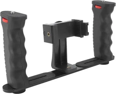 Zdjęcie produktu dla Ręczny stabilizator wideo z obrotem o 360 stopni – do statywu na smartfon – szerokość do 100 mm