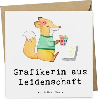 Produktbild von Mr. & Mrs. Panda Deluxe Karte Grafikerin Leidenschaft - Weiß - Geschenk, Designer, doppelkarte, Klappkarte, Lustig, Witzig, anlasskarte, Spruch, faltkarte, Grußkarte