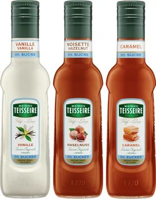 Produktbild von Teisseire Getränke-Sirup Light Set Vanille, Haselnuss & Caramel je 250ml