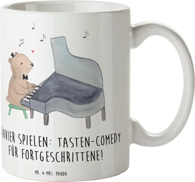 Produktbild von Mr. & Mrs. Panda haferl Klavier Tasten - Weiß - Geschenk, Klavierspiel Humor, Kunst, Keramiktasse, Musiker, Konzert, Klaviermusik, Kaffeebecher, Tasse, Henkelbecher