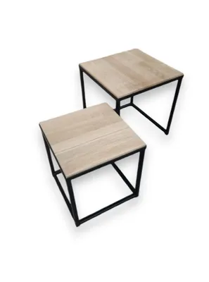Immagine prodotto di Tavolino doppio in rovere massiccio 35x35x35cm e 45x45x45cm in un set, tavolini, tavolini ausiliari, comodini