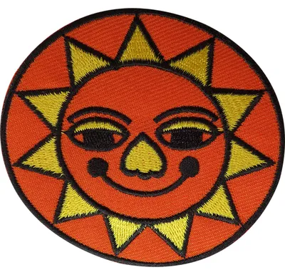 Gestickter Sonnen-Patch, 7,2 x 6,9 cm, zum Aufbügeln