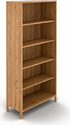 Produktbild von Bücherregal Swig aus Wildeiche massiv geölt 90x188 cm mit 5 offenen Fächern