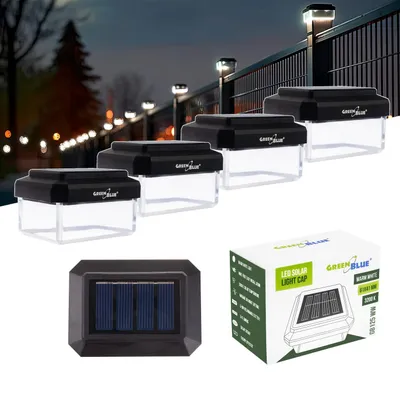 Produktbild von 4x GreenBlue LED-Solarlampe für Pfosten 60 x 40 mm Briefumschlag-Abdeckung 3200 K GB125 WW