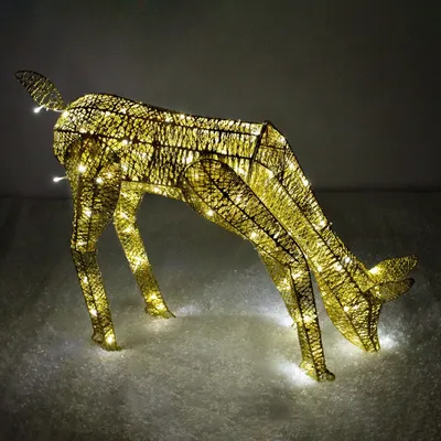 Immagine prodotto di Rena illuminata, 61 cm, illuminazione a LED, decorazione natalizia, luce bianca fredda, decorazione con timer, Avvento, Natale, luci natalizie, timer, decorazione da esterno per giardino, dorata