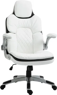 Produktbild von Ergonomischer Bürostuhl mit klappbare Armlehnen, Höhenverstellbarer Schreibtischstuhl mit Wippfunktion, dick gepolsterter Stuhl mit verstellbare gepolsterte Armlehne 69 x 67 x 113-121 cm