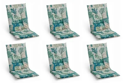 Produktbild von Gartenstuhlauflagen - 48 x 108 cm - Beige - Blau - Grün - Mittellehner - 6er Set