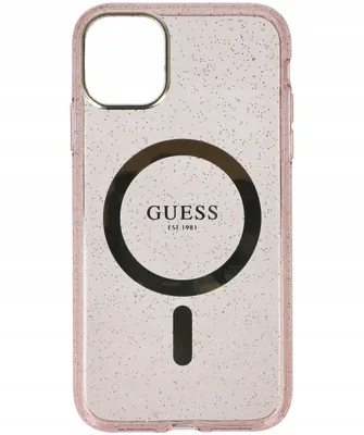 Imagen del producto de Funda Guess Guhmn61Hcmcgp para iPhone 11 / Xr - Rosa con purpurina y detalles dorados, compatible con MagSafe