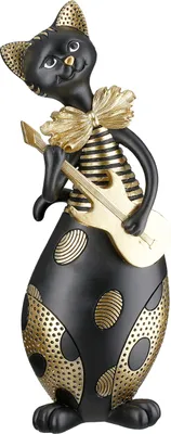 Produktbild von Gilde Figur, Katze, "Kapella", Musikermotiv, Kunstharz, schwarz, , L. 9 cm, B. 14 cm, H. 37 cm 37948