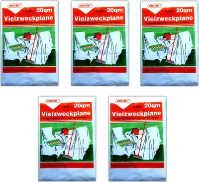 Produktbild von 5x Vielzweckplane 4m x 5m Transparent Abdeckfolie Allzweckplane Malerfolie Abdeckplane Allzweckfolie Streichen Maler Plane Durchsichtig