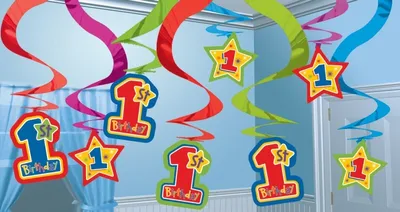 Produktbild von 15 Swirl Girlanden  1. Geburtstag  Junge