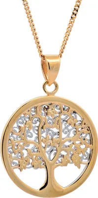 Produktbild von Gold Anhänger Lebensbaum mit 1,1 mm Goldkette 585-14 Karat Gold 42 cm
