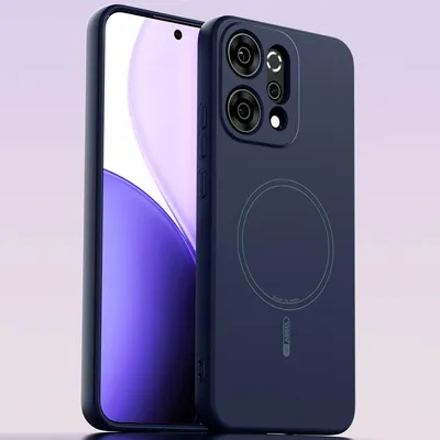 Image de Etui magnétique pour Oppo Reno14 Pro, compatible MagSafe, silicone liquide, résistant aux chocs et aux rayures Bleu foncé