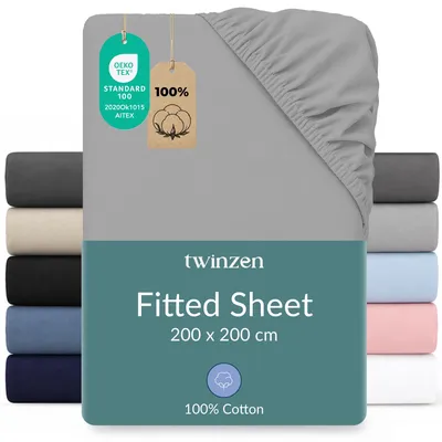 Immagine prodotto di Lenzuolo con angoli da 200x200 cm - 100% cotone jersey, colore grigio -  Oeko-Tex