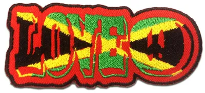 Produktbild von Love Reggae Peace Frieden - Aufnäher, Bügelbild, Aufbügler, Applikationen, Patches, Flicken, Zum Aufbügeln, Größe: 9,6 x 4 cm