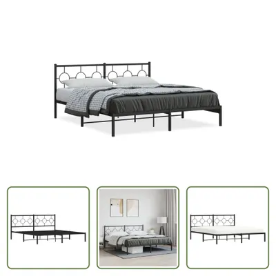Produktbild von The Living Store Bettgestell mit Kopfteil Metall Schwarz 180x200 cm