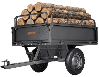 Obrázok produktu pre VEVOR sklápací príves, nosnosť 226,79 kg, príves na prepravu ATV-UTV 142x76x70 cm, sklápací príves s pneumatikami 35,56 cm, ručné ťahanie alebo nožný pedál, príves pre kosačky na trávu