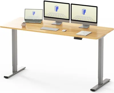 Produktbild von FLEXISPOT EF1 160x80cm Elektrisch Höhenverstellbarer Schreibtisch Schnelle Montage Memory Handsteuerung Sitz-Stehpult für Büro（Ahorn + graue Beine）