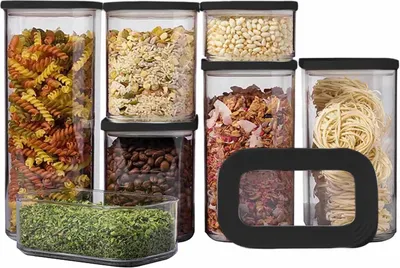 Produktbild von Mepal - Vorratsdosen Modula 7-teilig  Starter-Set Nordic Black  ideal für die Aufbewahrung von trockenen Lebensmitteln  spülmaschinenfest, Kunststoff