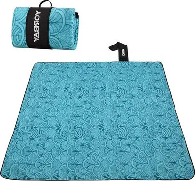 Produktbild von Famanu Picknickdecke XXL 200 x 200 cm - Wasserabweisend - Traggriff - Blau