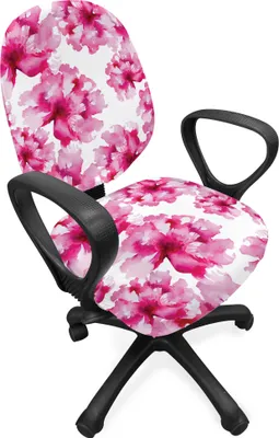 Produktbild von ABAKUHAUS Aquarell Bürostuhl Schonbezug, abstrakte Pfingstrosen, dekorative Schutzhülle aus Stretchgewebe, rosa Magenta