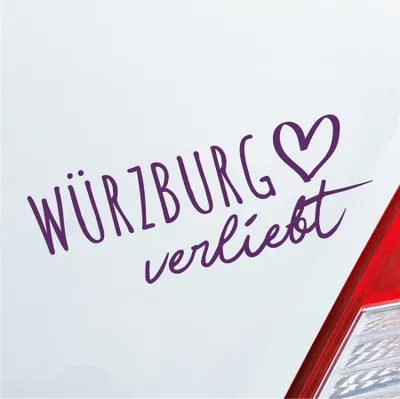 Produktbild von Auto Aufkleber Würzburg verliebt Herz Stadt Heimat Liebe Car 19x7 cm Lila Sticker Heckscheibenaufkleber