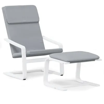 Produktbild von vidaXL Relaxsessel mit Hocker Hellgrau Stoff
