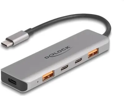 Produktbild von DeLOCK 64302, Kabelgebunden, USB 3.2 Gen 2 (3.1 Gen 2) Type-C, 95 W, Grau, 10 Gbit/s, Metall