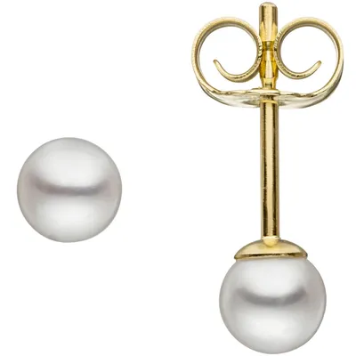 Produktbild von Paar Ohrstecker mit Süßwasser Perlen 4,5mm 333 Gold Gelbgold Ohrschmuck Damen