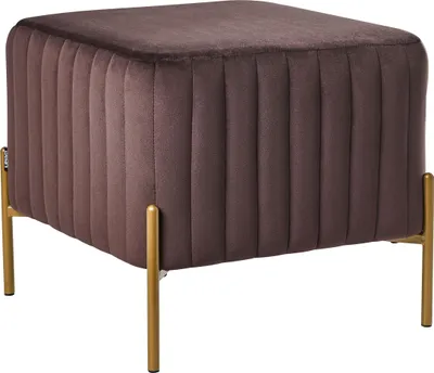 Produktbild von BELIANI Hocker Dunkelbraun Samt mit Goldenen Metallbeinen 47 x 47 cm Quadratisch Glamouröser Stil Sitzhocker Fußhocker Wohnzimmer Flur