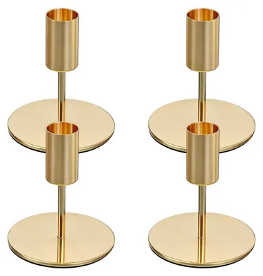 4 goldene Kerzenhalter aus Metall für Stabkerzen Ø 2,2 cm, 9,5 cm