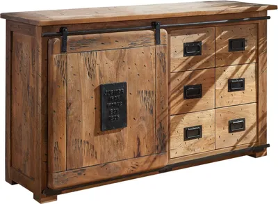 Immagine prodotto di MASSIVMOEBEL24 | credenza in legno di Mango 140x45x85 mango naturale laccato RAILWAY #121